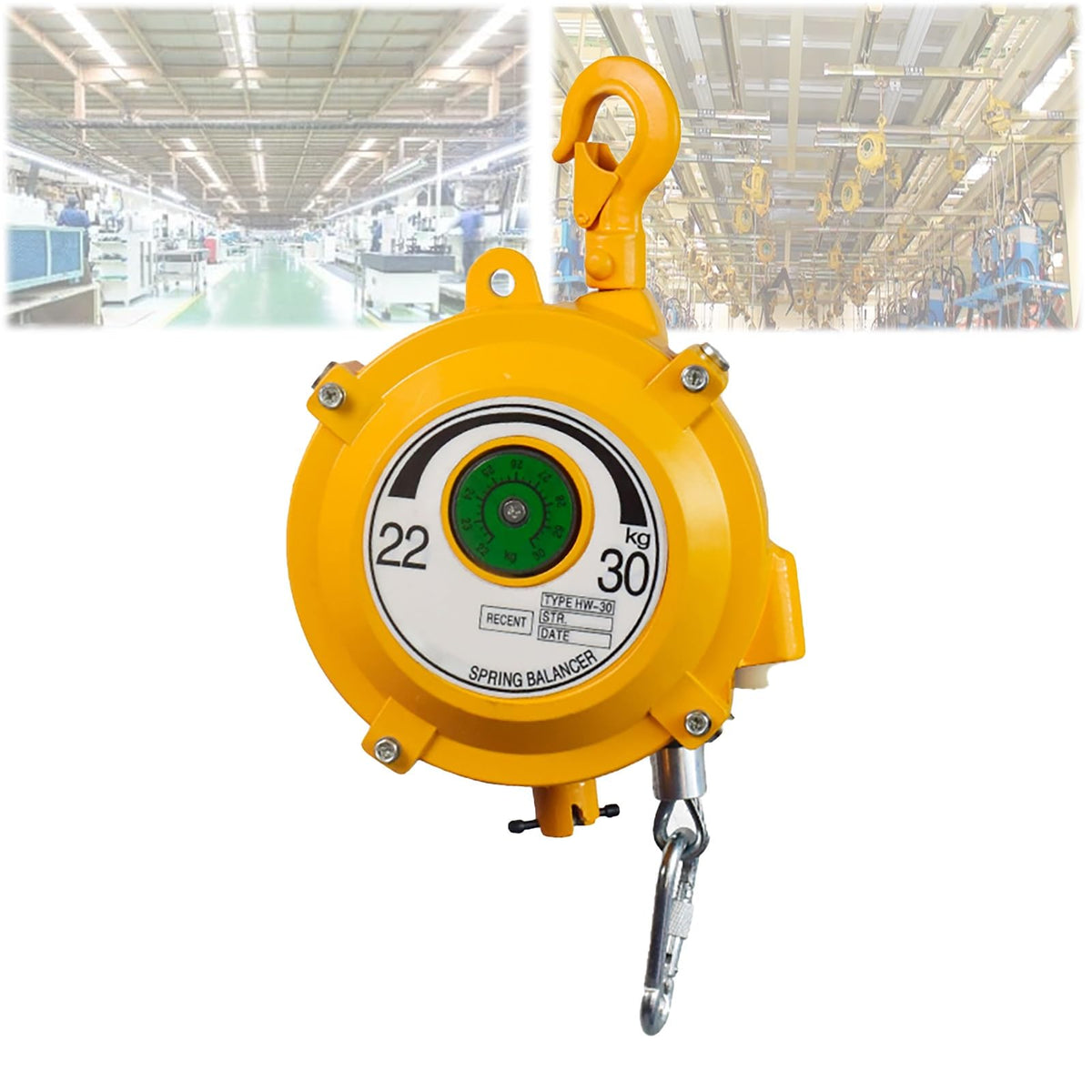 Spring Balancer, Spring Balancer with Tower Wheel Rope and Safety Buckle, Used in Workshops and Mechanical Engineering Improve Work Efficiency(1.6m-22-30kg)