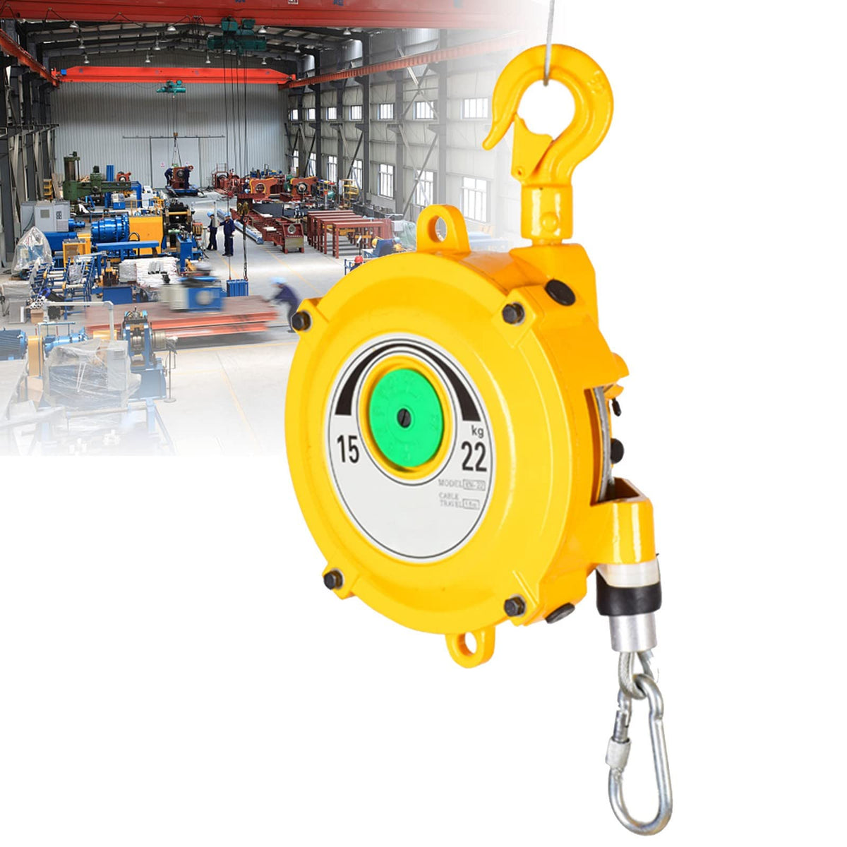 1.5m Spring Balancer Tool, Adjustable Retractable Tool for Assembly Line & Material Handling (15-22kg Capacity) - Efficient, Durable, Heavy-Duty Balancer System