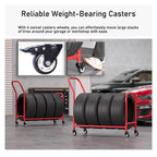 Rolling Tire Rack, Metal Tire Holder, Tire Storage Rack and Transport Trailer, Mobile Tire Storage Shelf Cart with 4 Wheel for Garage Storage