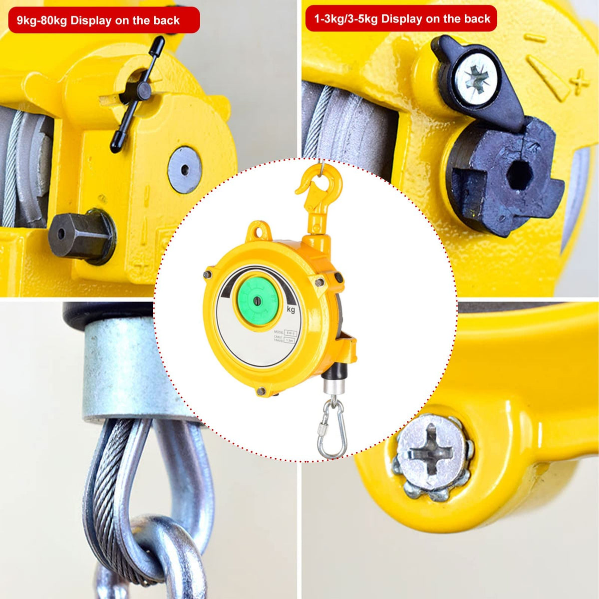 1.5m Spring Balancer Tool, Adjustable Retractable Tool for Assembly Line & Material Handling (15-22kg Capacity) - Efficient, Durable, Heavy-Duty Balancer System