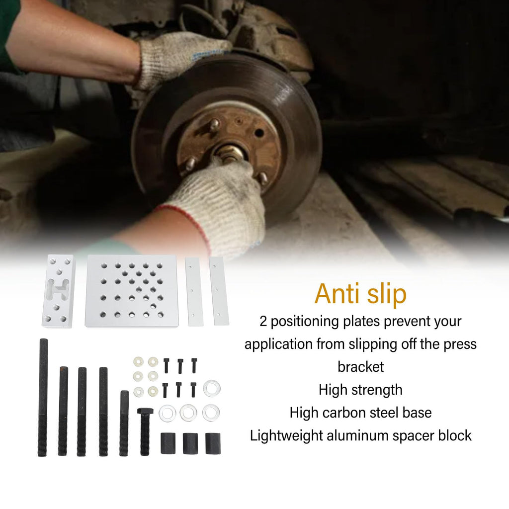 Universal Drill Press Support Plate Set, 30 Ton Wheel Hub Bearing Bushing Removal Installation Tool, Adjustable Heavy Duty Base with Anti Slip Fixture for Auto Repair