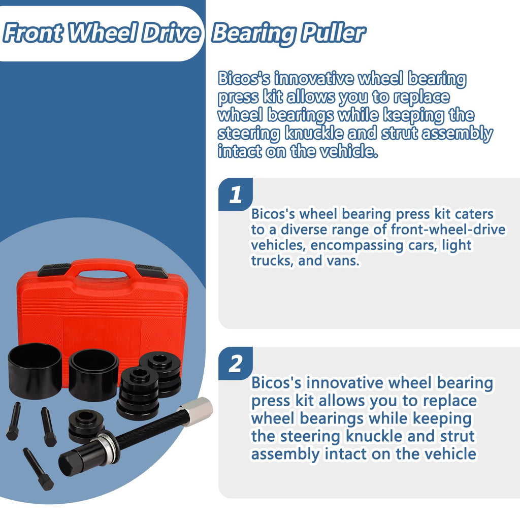 19pcs Front Wheel Drive Bearing Puller Front Wheel Drive Bearing Press kit Front Wheel Drive Bearing Removal Installationol Wheel Bearing Removal Kit