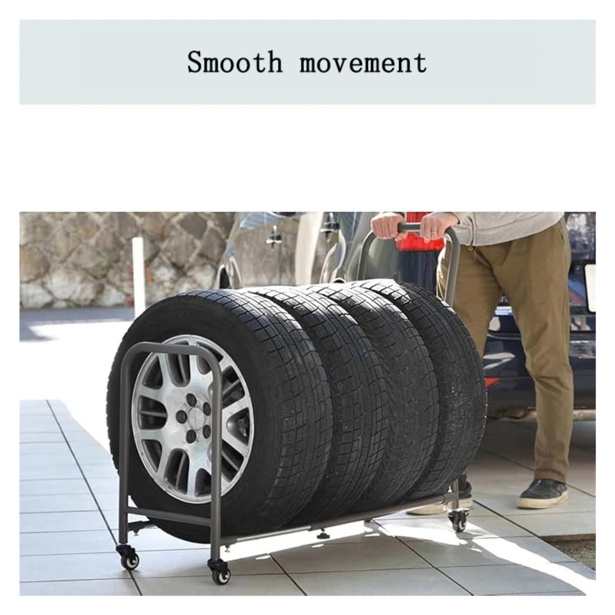 Tire Rack, Garage Tire Storage Rack, Tire Storage Rack with Wheels, Mobile Tire Rack for Workshop/Repair Shop/Factory, Metal Tire Trailer for 4 Tires