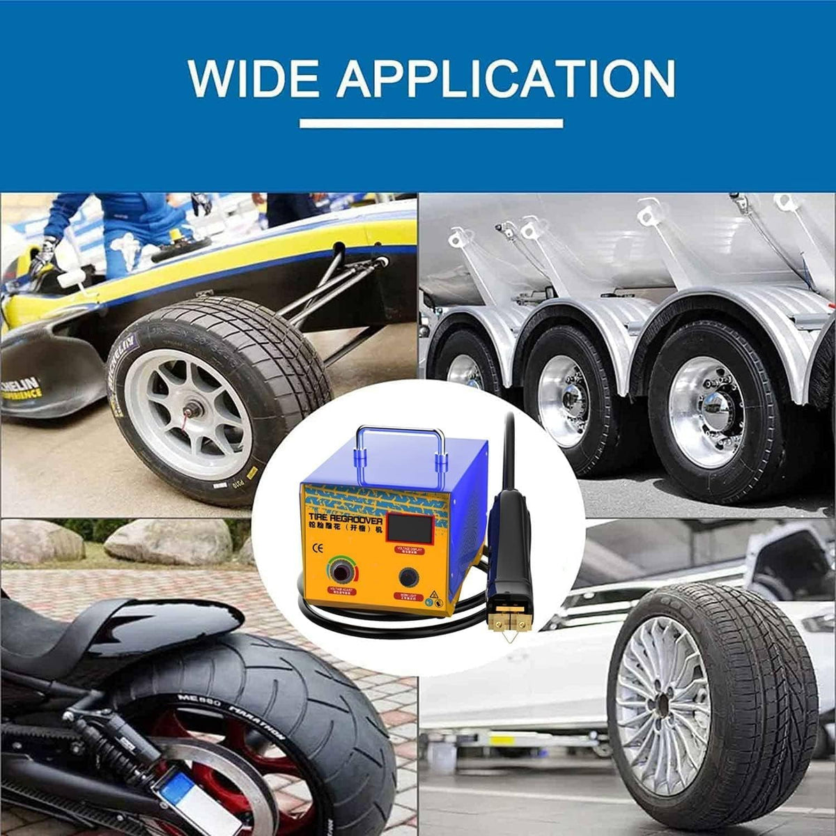 Tire Grooving Tool, 1000W Rubber Tire Regroover Machine, with 20pcs U/V-Shaped Blades, 5m Cable Length, Professional Tire Rubber Groover Machine for Any Tires