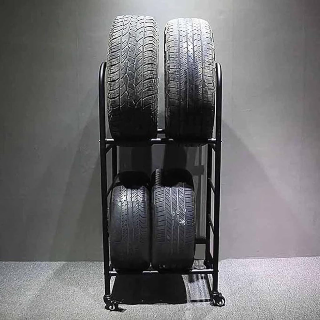 Tire Rack, 2 Tier Tire Storage Rack, Car Motorcycle Tire Stand Display Rack, Garage Storage Rack for Workshop Basement (Dimensions: Width 66 Cm (26"))