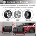 Push-Pull Tyre Storage Holder/Tire Display Rack, Car Tyre Organizer Shelf for Garage/Warehouse Workshop, Heavy Duty Wheel Holder Space for 4-5 Tyres