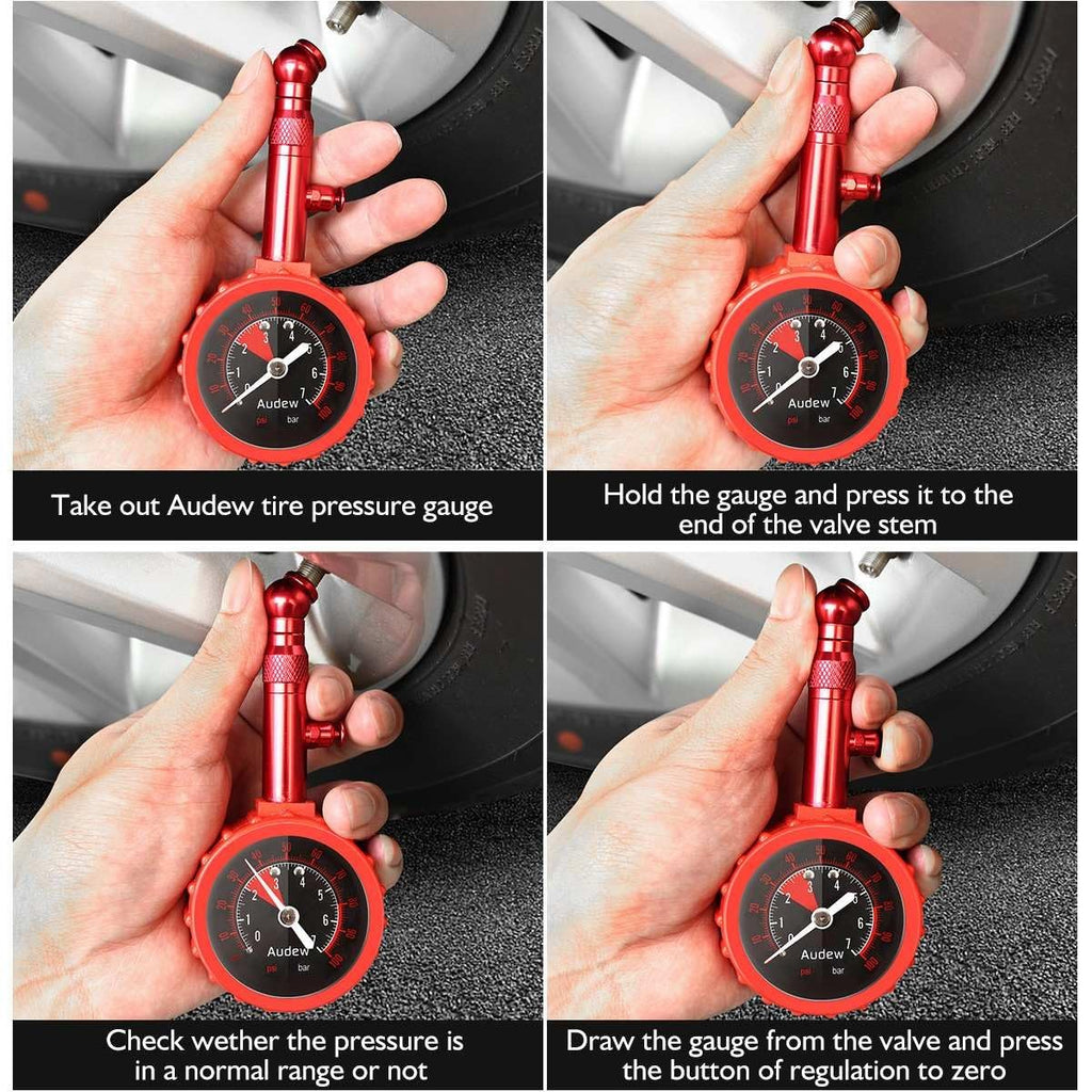 Tire Pressure Gauge 100Psi/7Bar Accurate Air Pressure Tyre Gauge for Car Auto Truck Motorcycle Bicycle