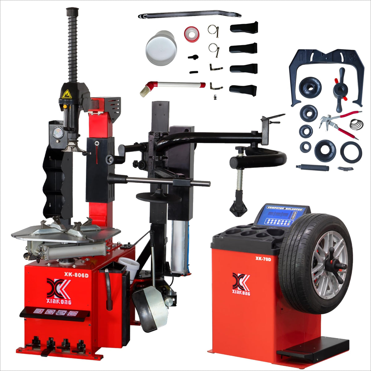 XK Wheel Changer and Tire Balancer Combo Rim Clamp 24 in, 110V,806D-70D