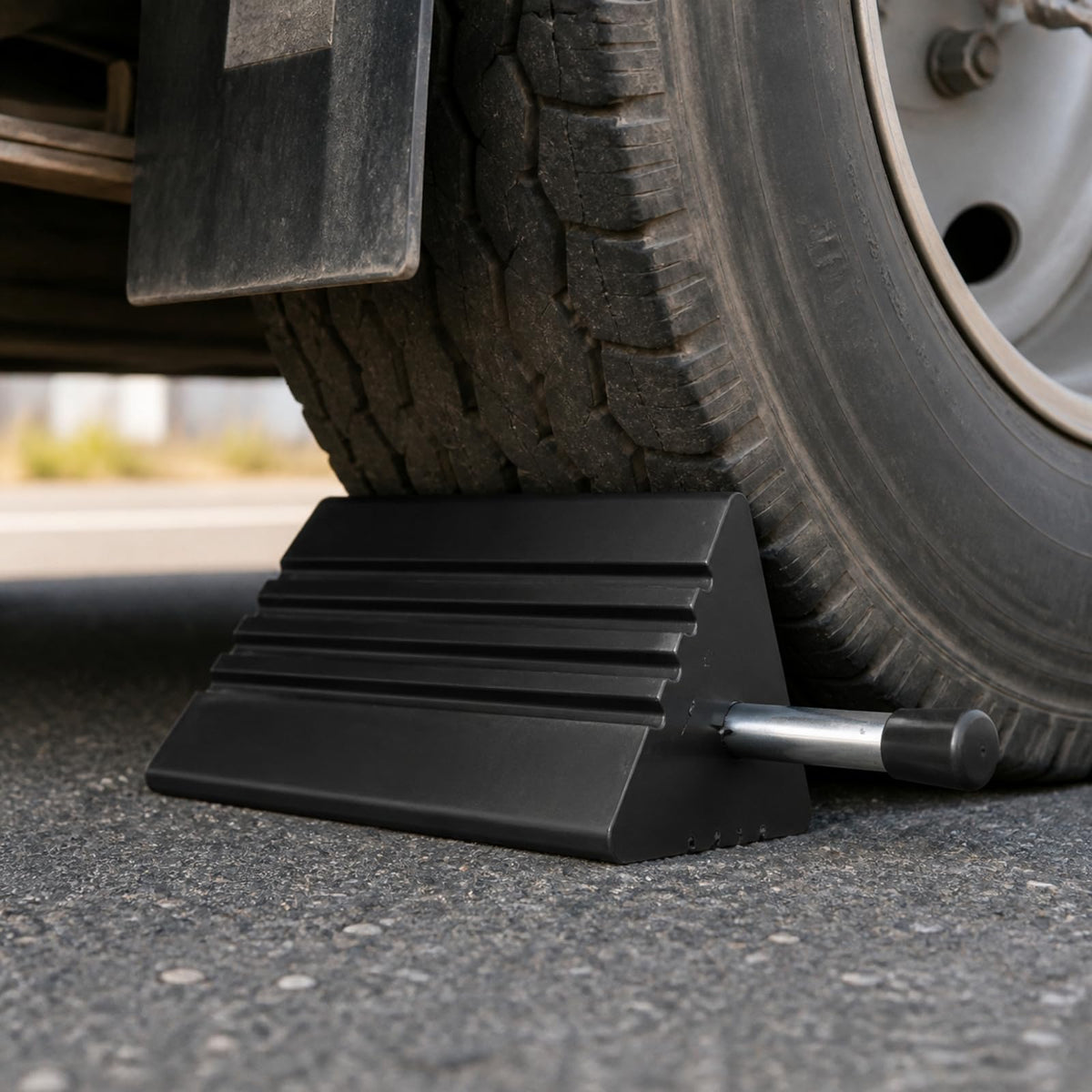 Wedge Wheel Chock with Raised Ribs Ribbed Rubber Wheel Chock Portable Parking Aid for Drivers, Workshops, Roadside, Style C
