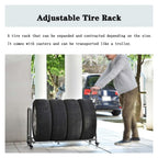 Tire Rack, Garage Tire Storage Rack, Tire Storage Rack with Wheels, Mobile Tire Rack for Workshop/Repair Shop/Factory, Metal Tire Trailer for 4 Tires