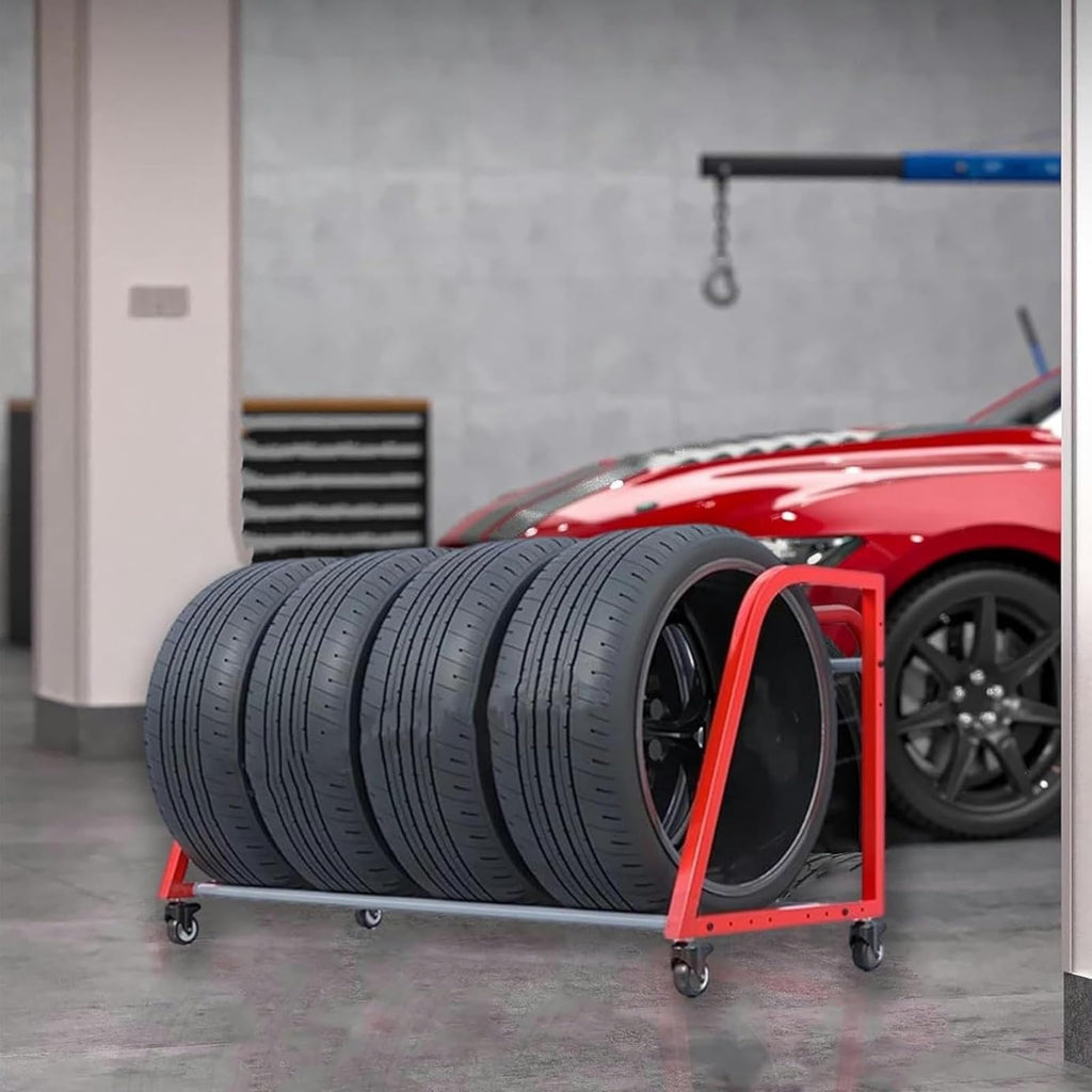 Tire Storage Stand Multi Tire Storage, Vertical Garage Tire Storage Rack Rolling Multi-Tire Display Stand Metal Tires Carrier Tire Rack Spare Tyre Support Holder for Store