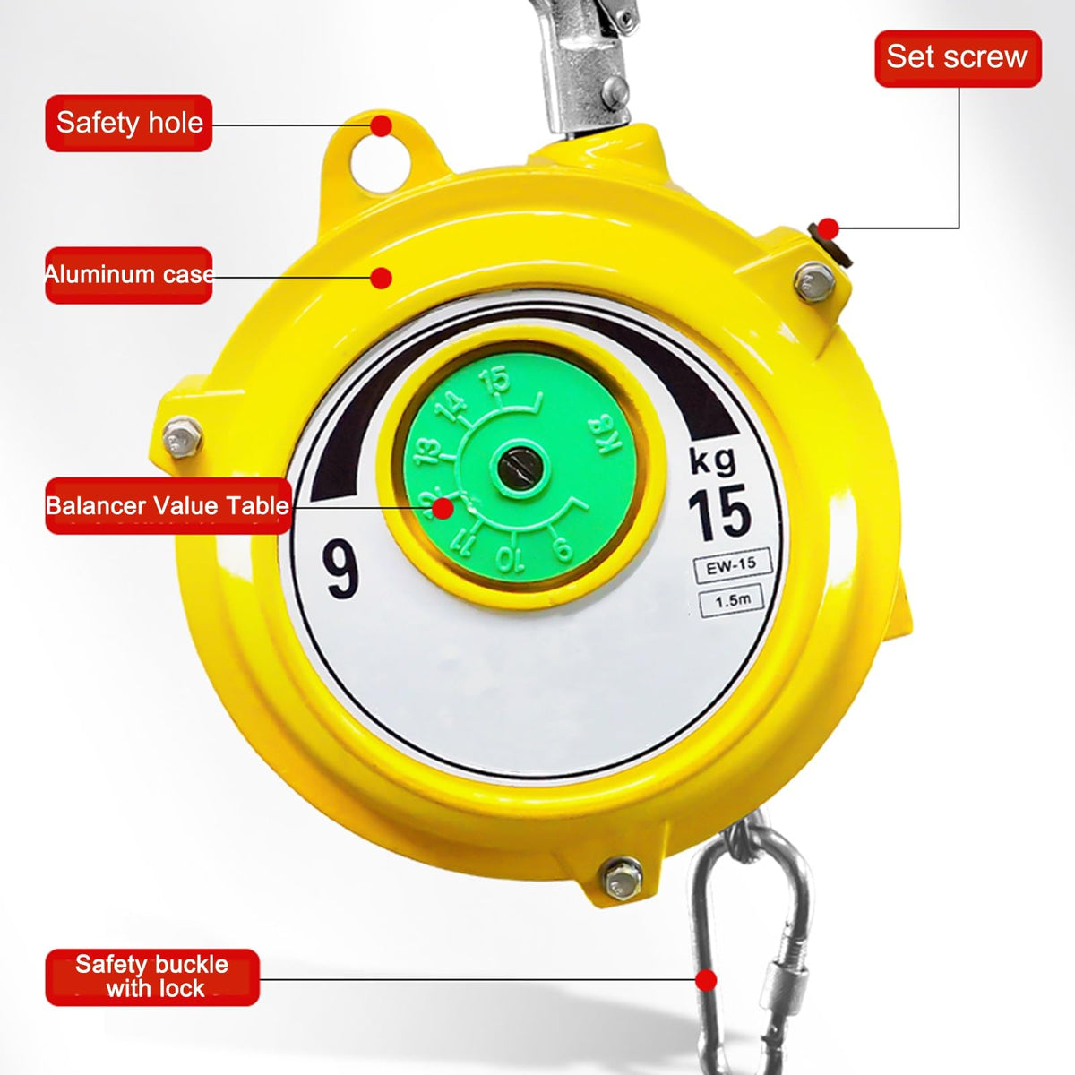 Heavy Duty Tool Balancer (5-9kg) with Self-Locking Function, Durable Metal & Rubber Construction for Factory Workshop & Construction Machinery Use,5-9kg