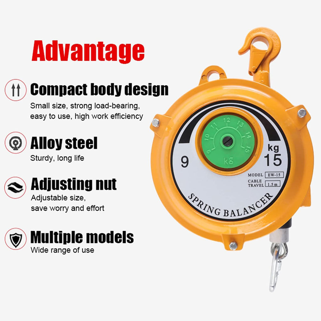 Retractable Spring Balancer - Adjustable Tool Balancer with Hook/Wire Rope for Workshop/Automotive Equipment, 1pcs(40-50kg)