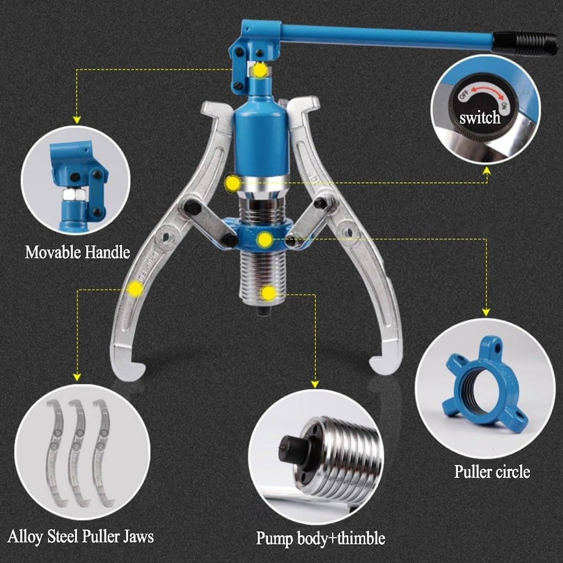 3 in 1 Pump Oil Tube Drawing Machine, 5T/10T/15T/20T Hydraulic Adjustable Wheel Bearing Pulling Separator for Hubs/Flange/Gears/Bearings,20T，15t