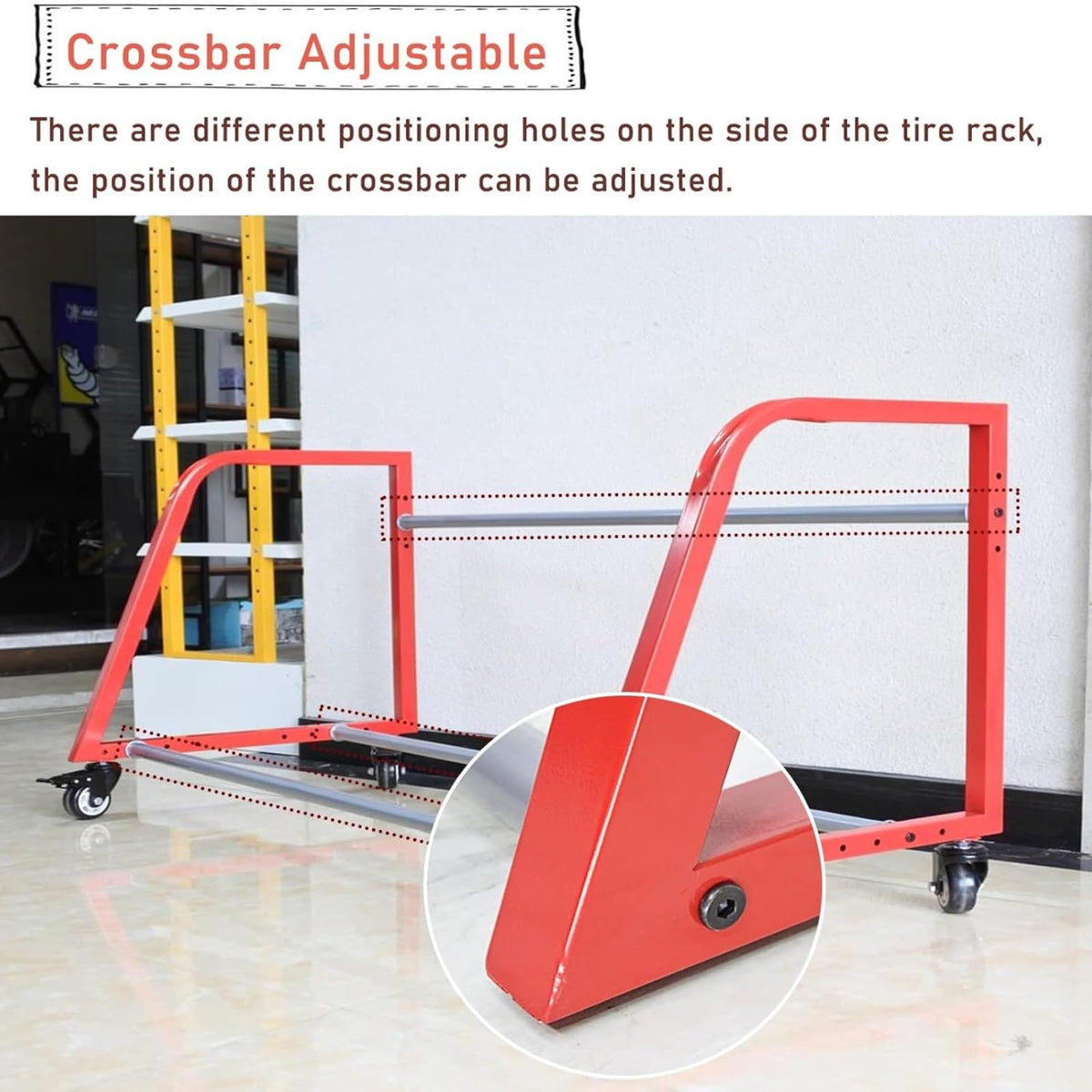 Spare Tire Rack for Shop, Vertical Garage Tire Storage Rack with Wheels, Rolling Multi-Tire Tire Display Stand, Metal Tire Holder