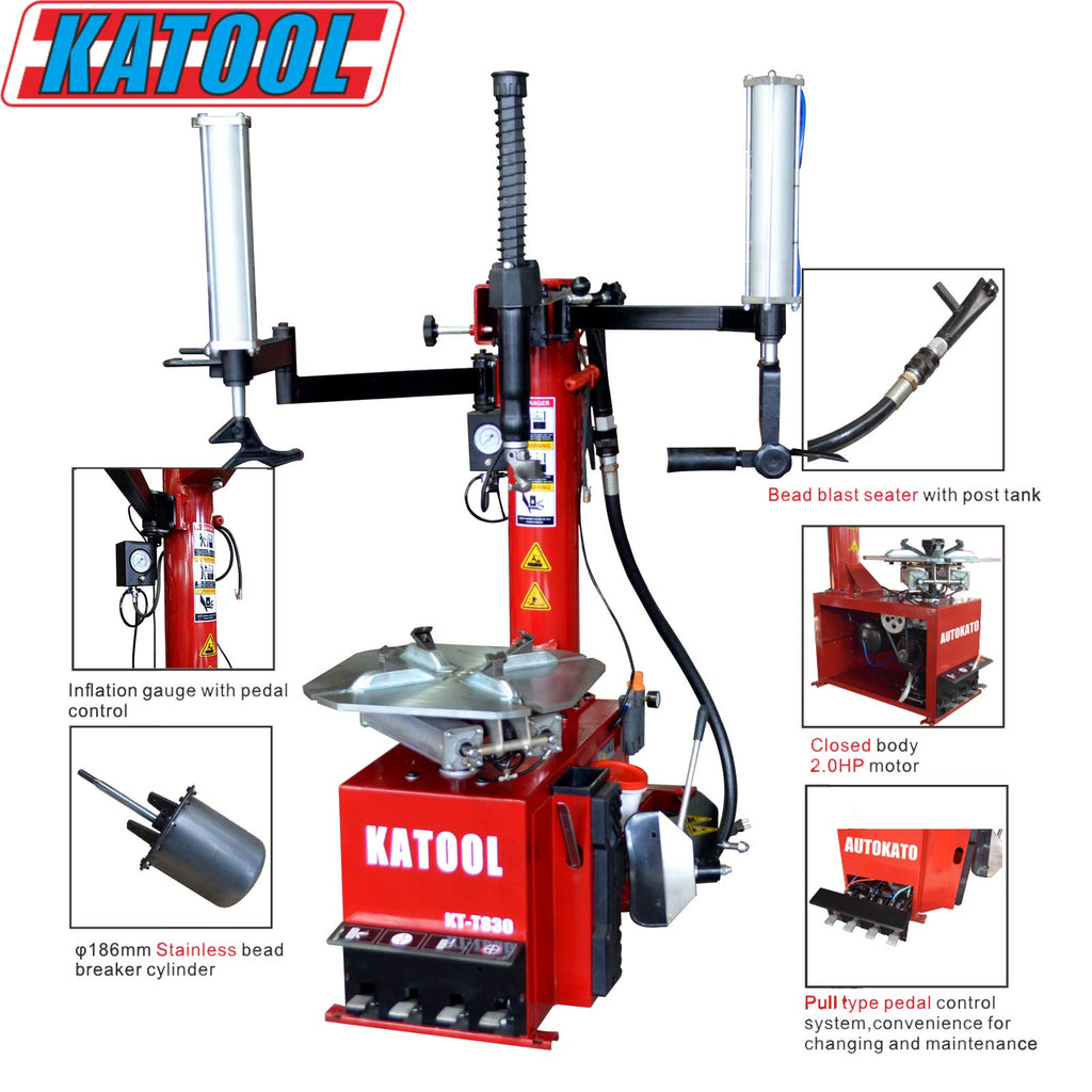 KATOOL KT-T830 Tire Changer and KT-B700 Wheel Balancer Combo, 2.0 HP 120V, Bead Blaster, Alloy Steel Jaw, Industrial Tire Repair and Balancing Machine for Garages
