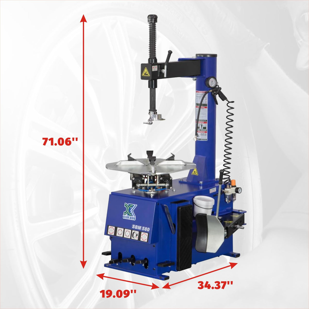 XK Tire Changer Single Wheel Changer,Rim Clamp 20 in,110V,2.0HP,580