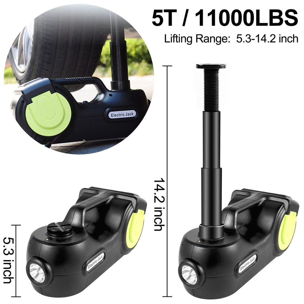 5 Ton 12V Electric Car Jack Kit + Impact Wrench LED Light Portable Hydraulic Jack 13.5-36 CM Tire Lifting Car Repair Tool