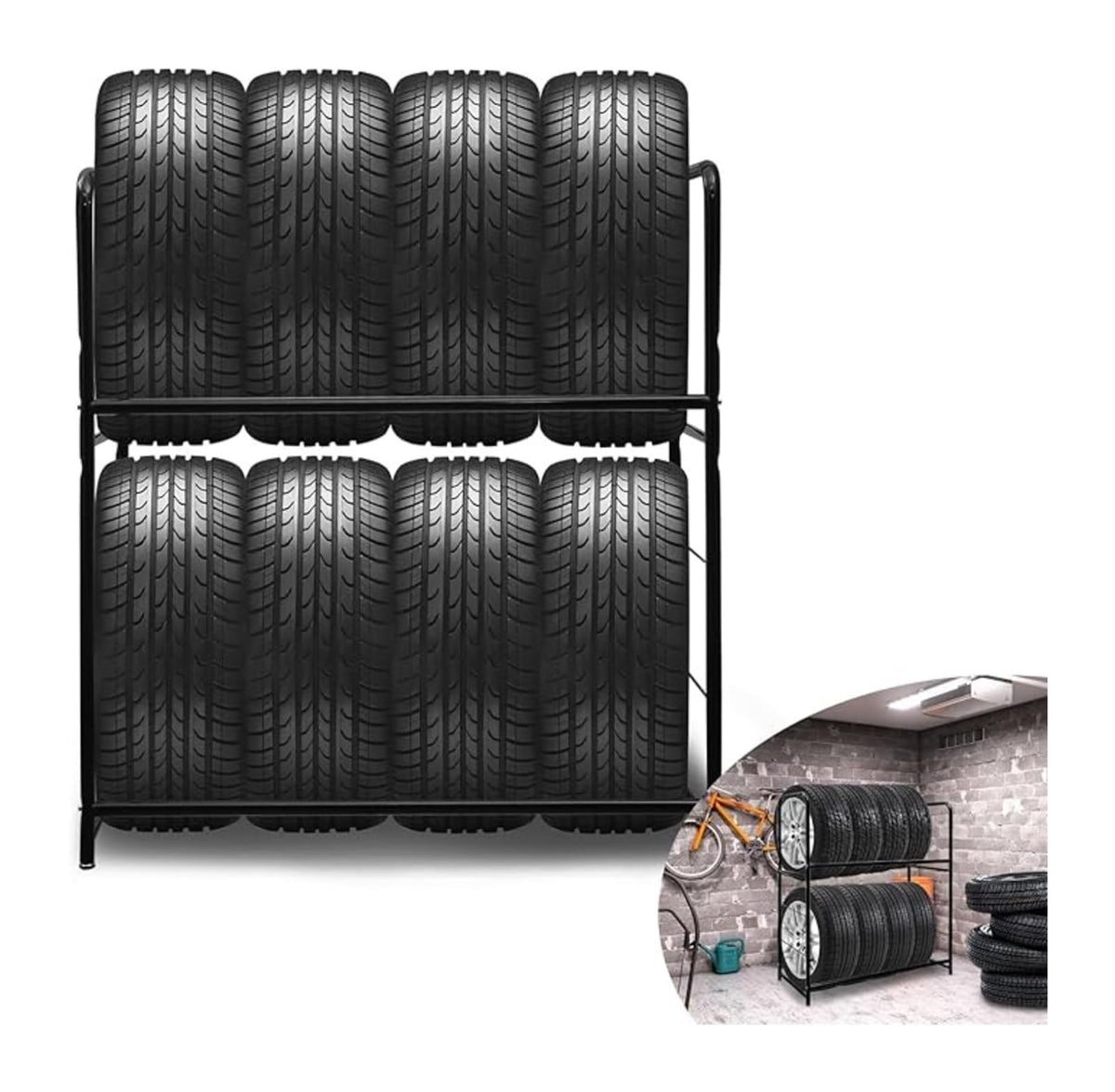 Tire Rack, 112x 51 X 143cm Without Wheels Holds 8 Tire Storage Racks, Height Adjustable Storage Rack for Basement Workshop