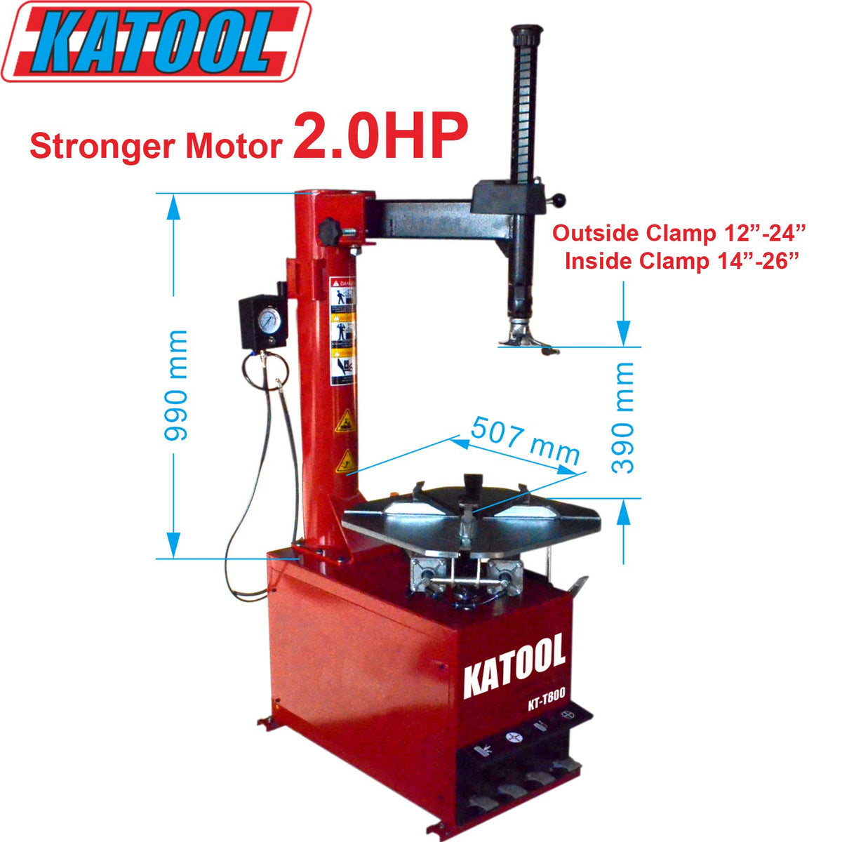 KATOOL Tire Changer Wheel Balancer Combo 2.0HP Motor KT-T800 KT-B700 Garage Equipment 12inch-24inch Outside Clamp with Motorcycle Wheel Clamping Adaptor