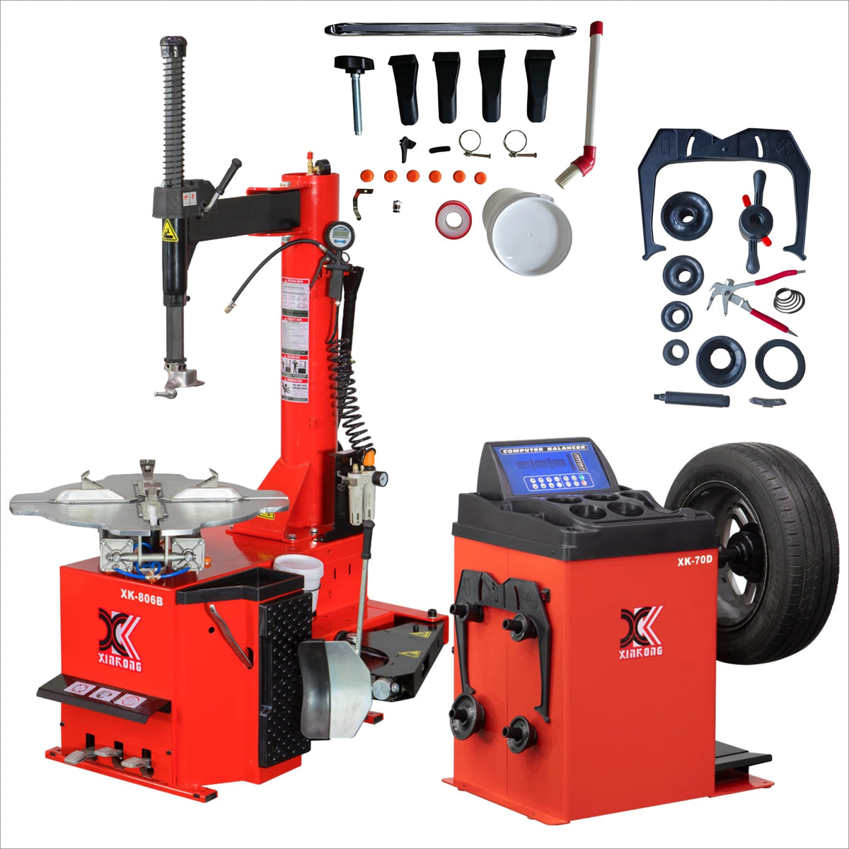 XK Tire Changer and Tire Balancer Combo Rim Clamp 28 in, 110V,806B-70D