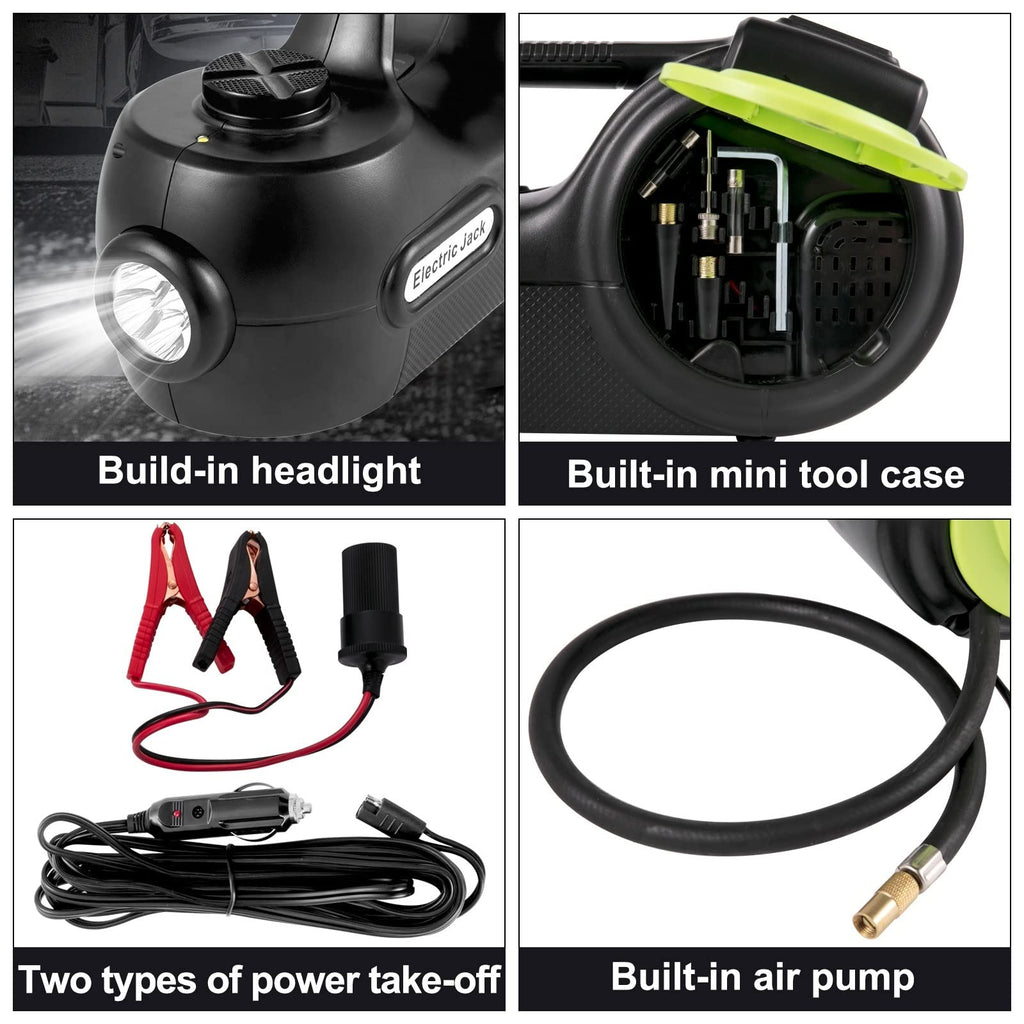 5 Ton 12V Electric Car Jack Kit + Impact Wrench LED Light Portable Hydraulic Jack 13.5-36 CM Tire Lifting Car Repair Tool