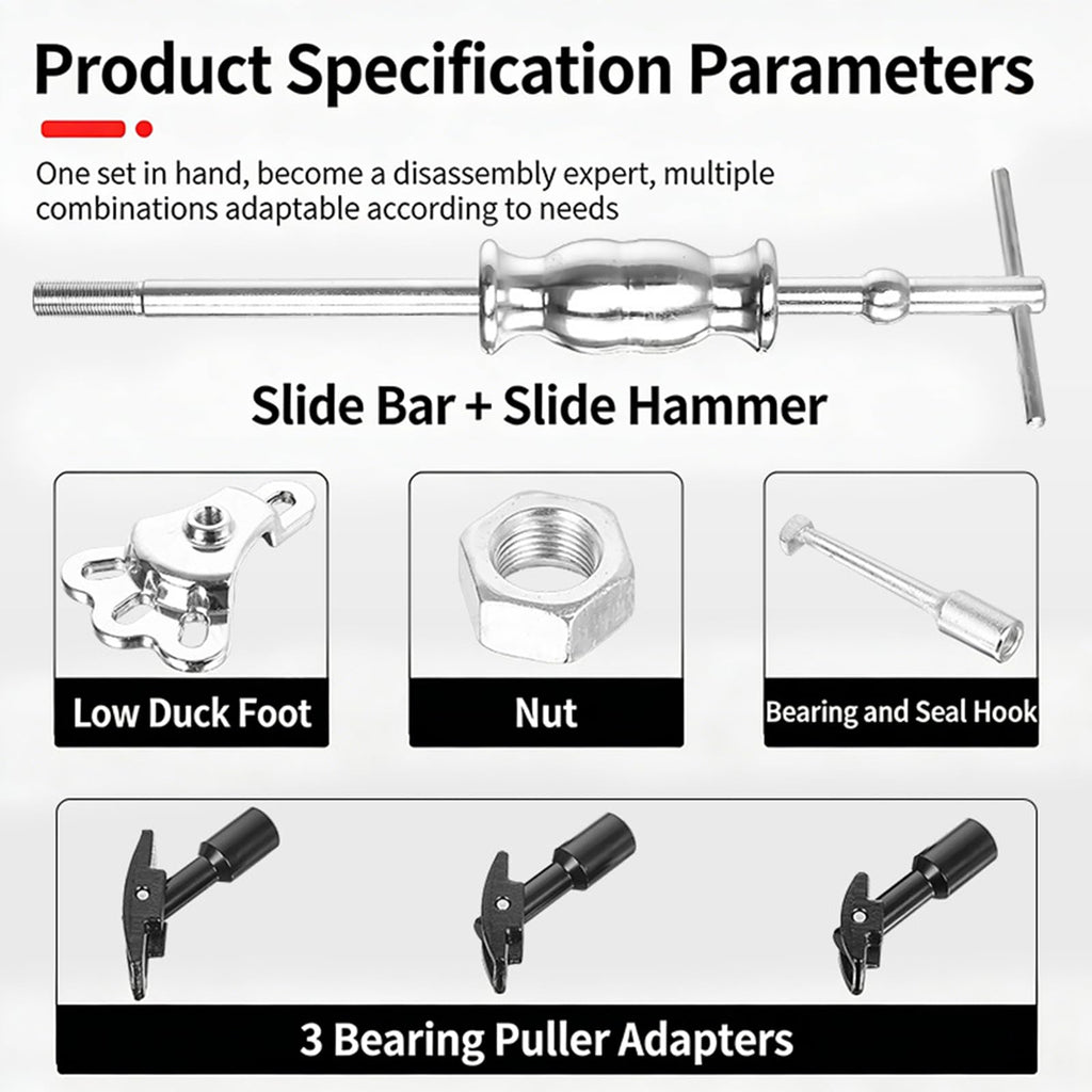 Heavy Duty Wheel Bearing Puller Set with 2.35Lb Slide Hammer and T Handle for Removal of Seals Bearings