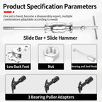 Heavy Duty Wheel Bearing Puller Set with 2.35Lb Slide Hammer and T Handle for Removal of Seals Bearings
