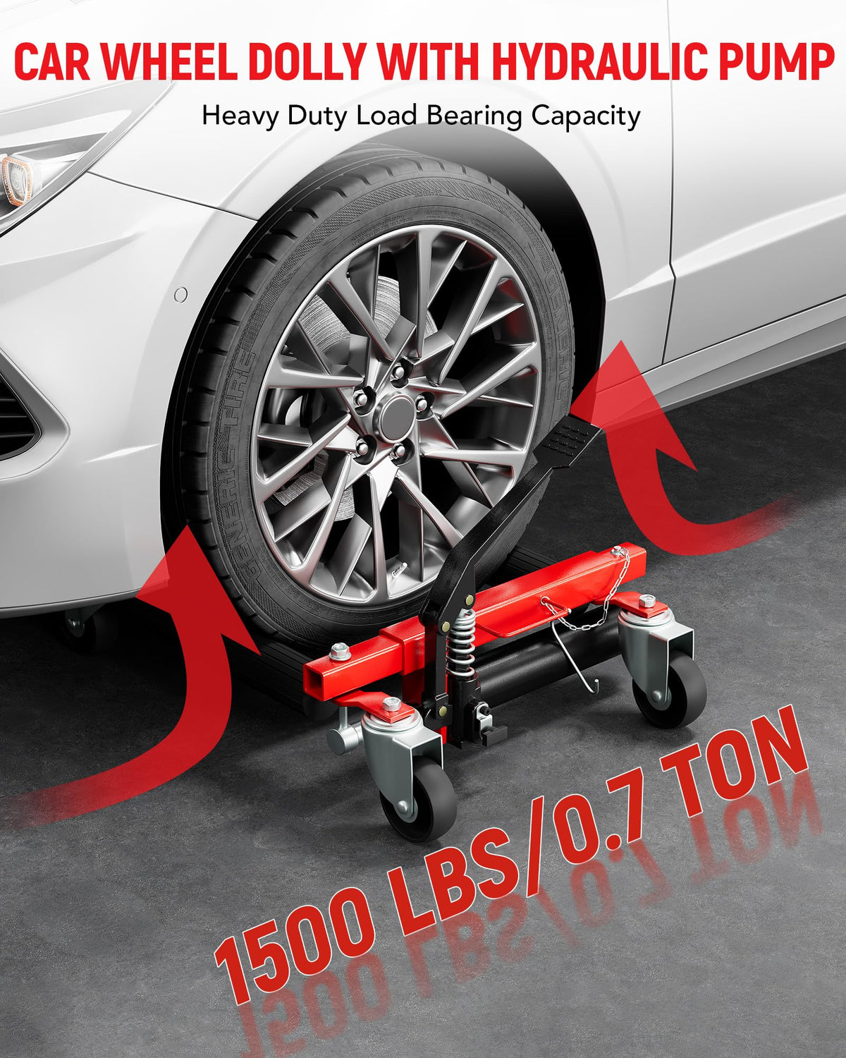 Car Dolly Jack Set of 4, Heavy Duty 6,000 LBS Hydraulic Wheel Dolly Vehicle Skates Positioning Jack with Foot Pedal for Car Moving Maintenance, Red