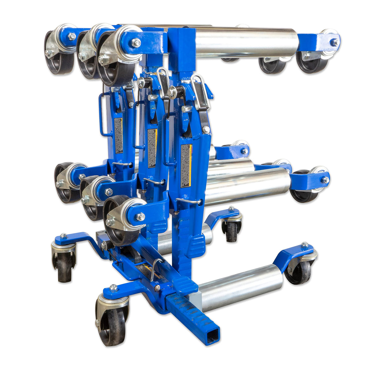1500 LB 12.5'' Wheel Car Positioning Dolly with Ratcheting Foot Pedal (4 Pack with Stand), Blue