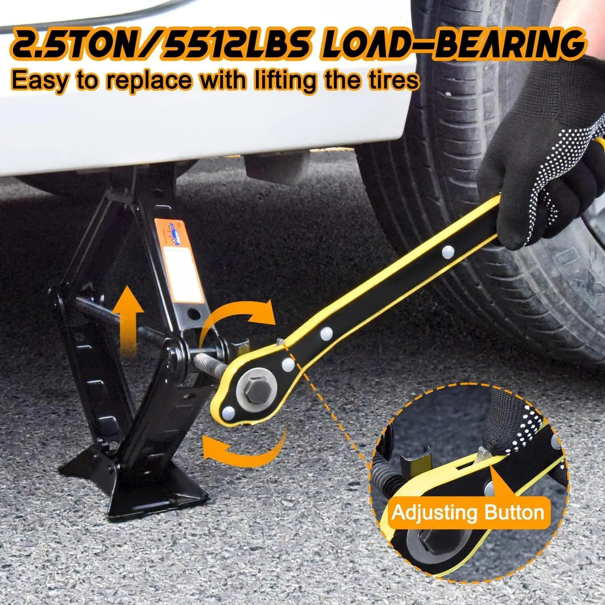 2.5 Ton Car Jack Kit Scissor Jack 5511 Lbs Tire Jack Tool Universal Car Emergency Kit with Lug Wrench Tire Duty Trolley Jack