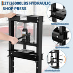 12 Ton Hydraulic Shop Press, 26000 Lbs Automotive Bearing Press