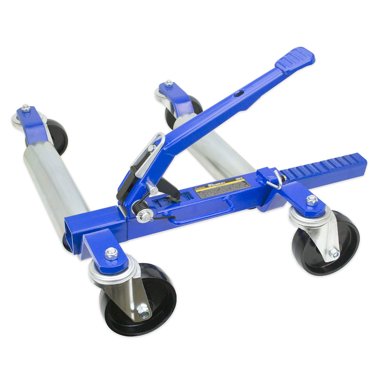 1500 LB 12.5'' Wheel Car Positioning Dolly with Ratcheting Foot Pedal (4 Pack with Stand), Blue