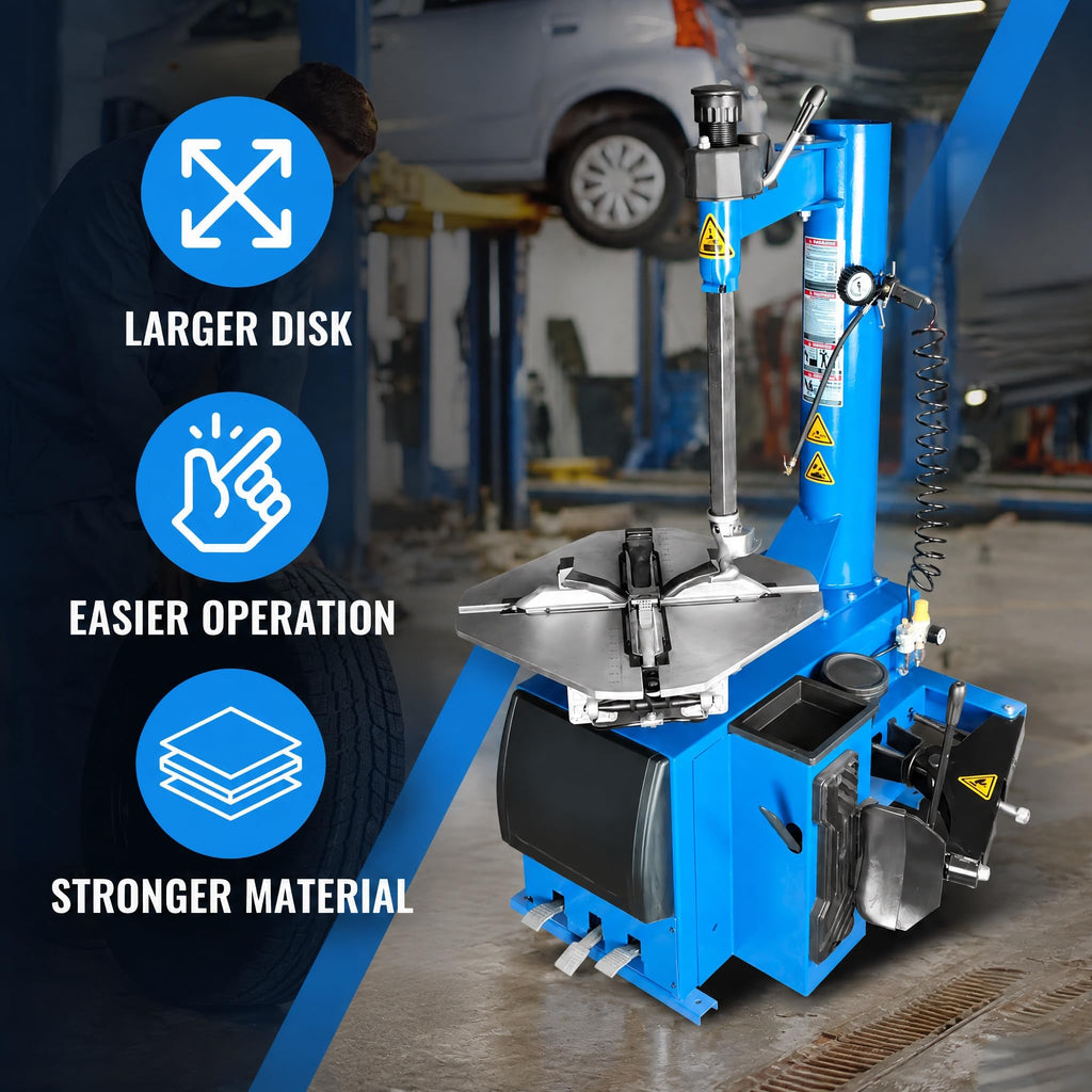 YELLOW JACKET Tire Changer Machine and Wheel Balancer Combo, 2.0 HP 3-Pedal Tire Changer with Rim Clamp, Automatic Wheel Balancer, 10"-24" Rim Capacity, 110V, Blue