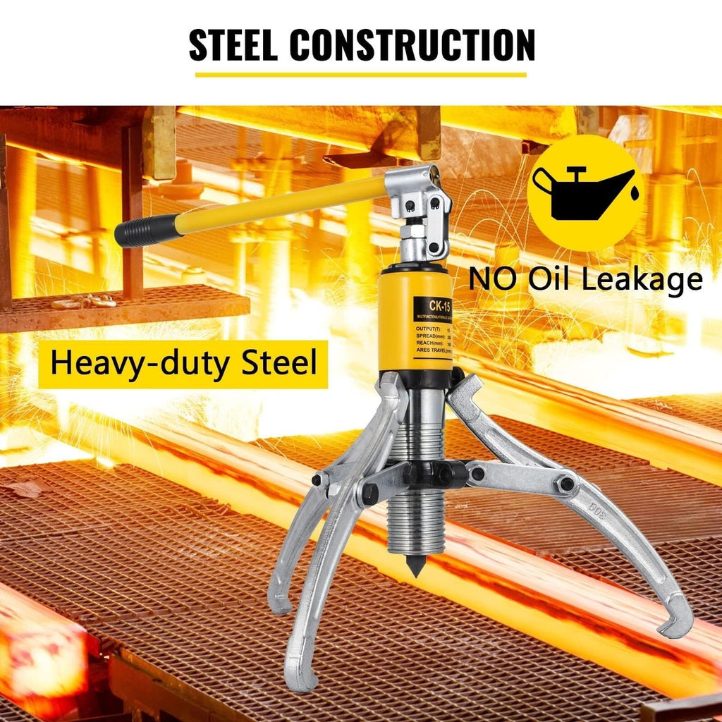 15 Ton Hydraulic Gear Puller, with Adjustable 3 Jaws Wheel Bearing Pulling Separator, Wheel Bearing Hub Removal Tool