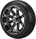 RM Cart 14" Viking Black/Machined on 205/30-14 LSI Elite Tires (Set of 4) | Golf Cart Tires and Wheels Combo with Standard Lug Nuts