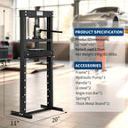 12 Ton Hydraulic Shop Press, 26000 Lbs Automotive Bearing Press