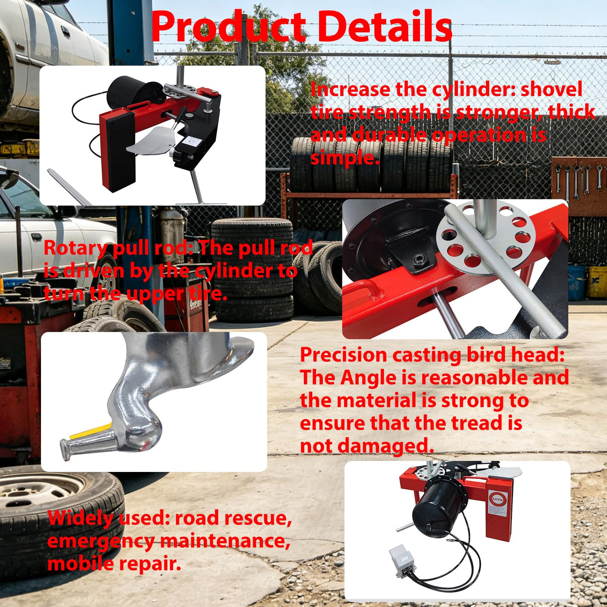 Pneumatic Tire Changer Machine, 10‑19" Outer‑Clamp Rim Range