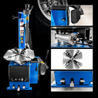 YELLOW JACKET Tire Changer Machine and Wheel Balancer Combo, 2.0 HP 3-Pedal Tire Changer with Rim Clamp, Automatic Wheel Balancer, 10"-24" Rim Capacity, 110V, Blue