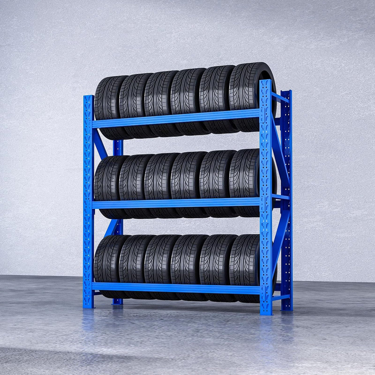 Heavy Duty Tire Storage Rack, 2000lbs Capacity, Adjustable Shelf Height, Tool-Free Assembly, 3-Tier Freestanding Tire Storage Rack for Garage(47.2"x23.6"x78.7")