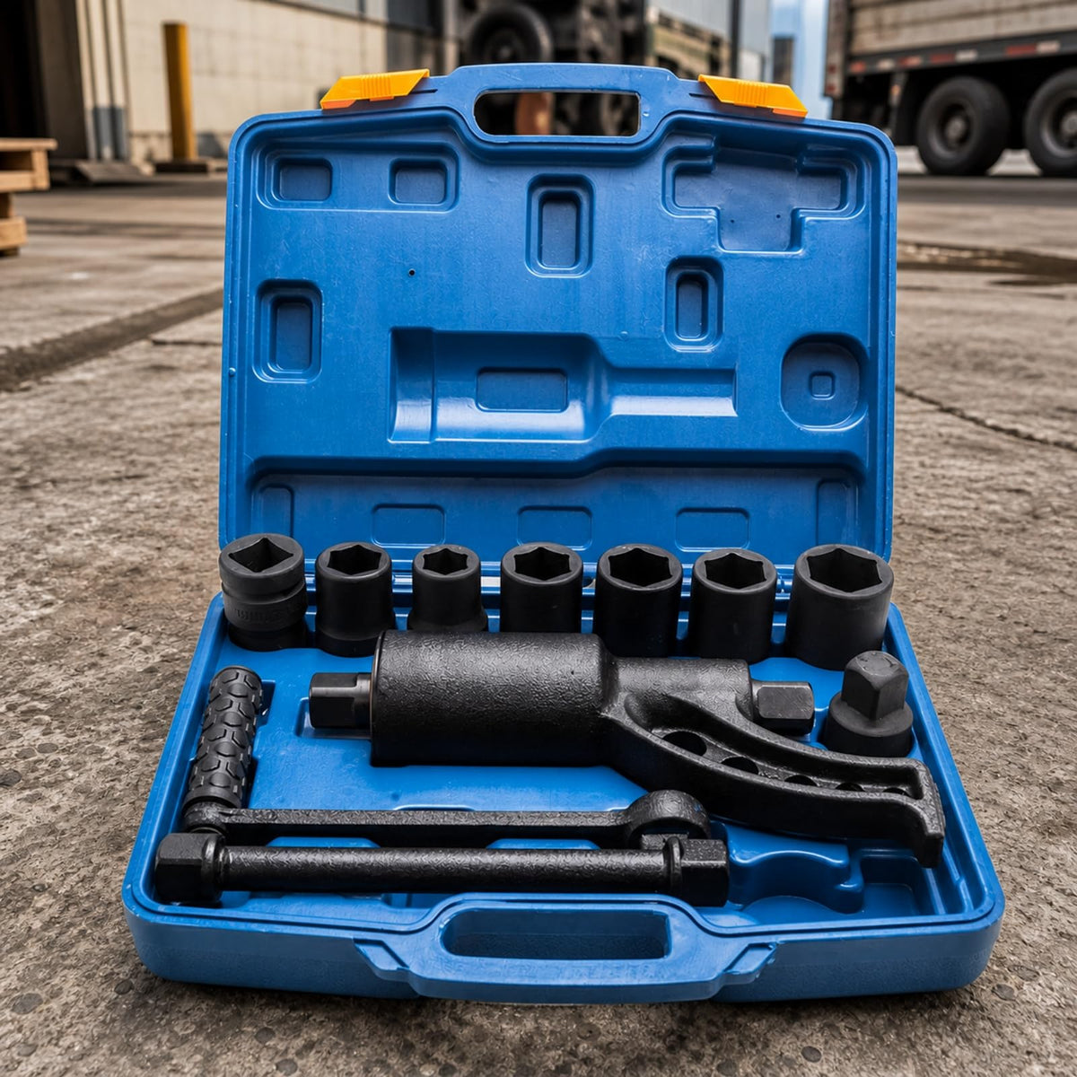Wheel Nut Remover Set with Sockets Labor-Saving Geared Wheel Nut Wrench Portable Force-Multiplication Lug Wrench for Roadside Repairs