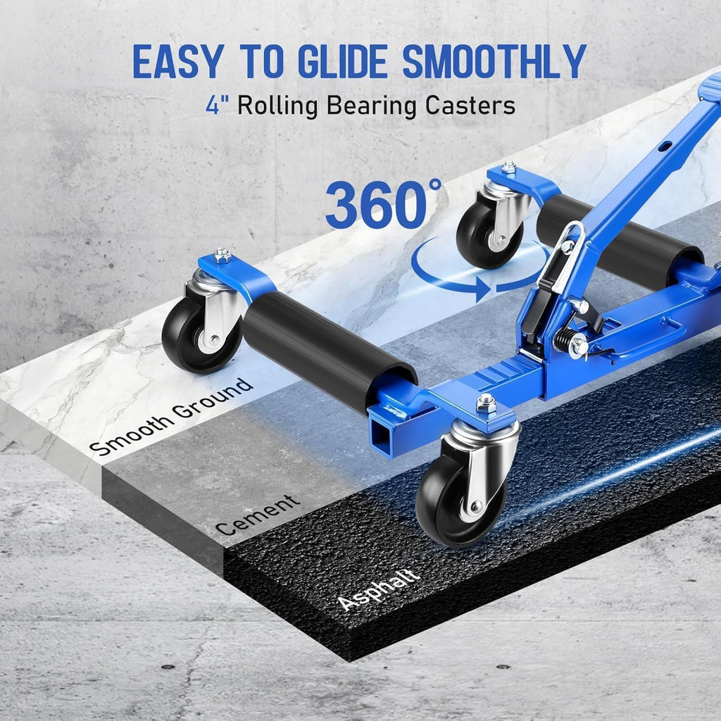 Takywep Mechanical Car Wheel Dolly Jack Set of 2, 3000 Lbs Blue